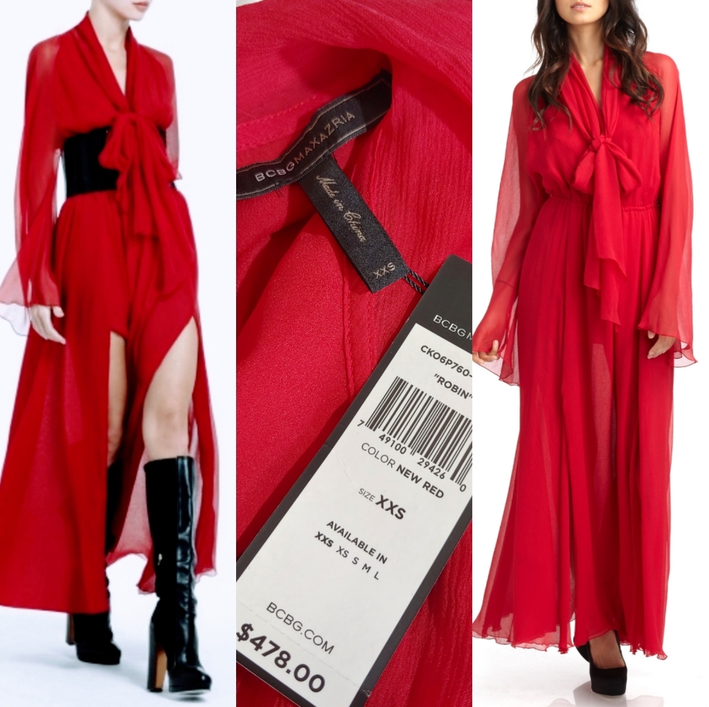 🆕 Red 🔥 Robin BCBGMAXAZRIA Saks 5th Avenue Dress